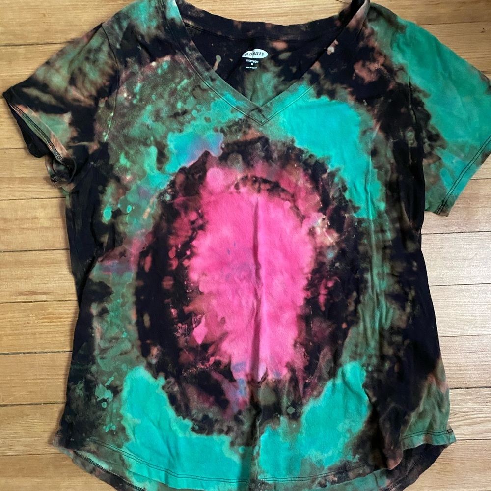 Custom hand bleached & tie dyed t shirt